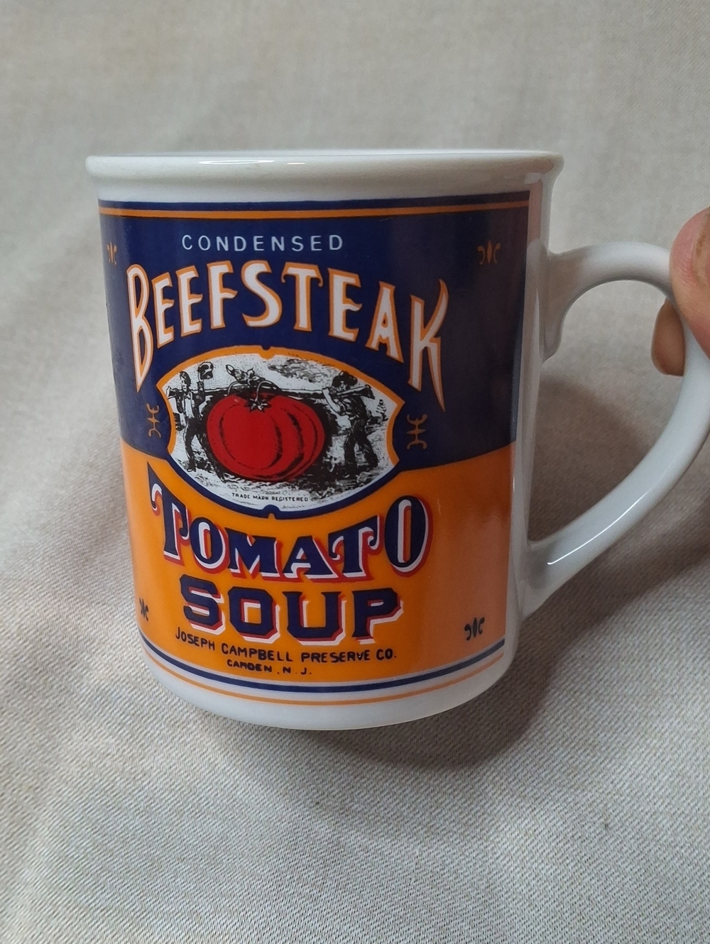 Beefsteak Tomato Soup Ceramic Mug - Orange and Navy